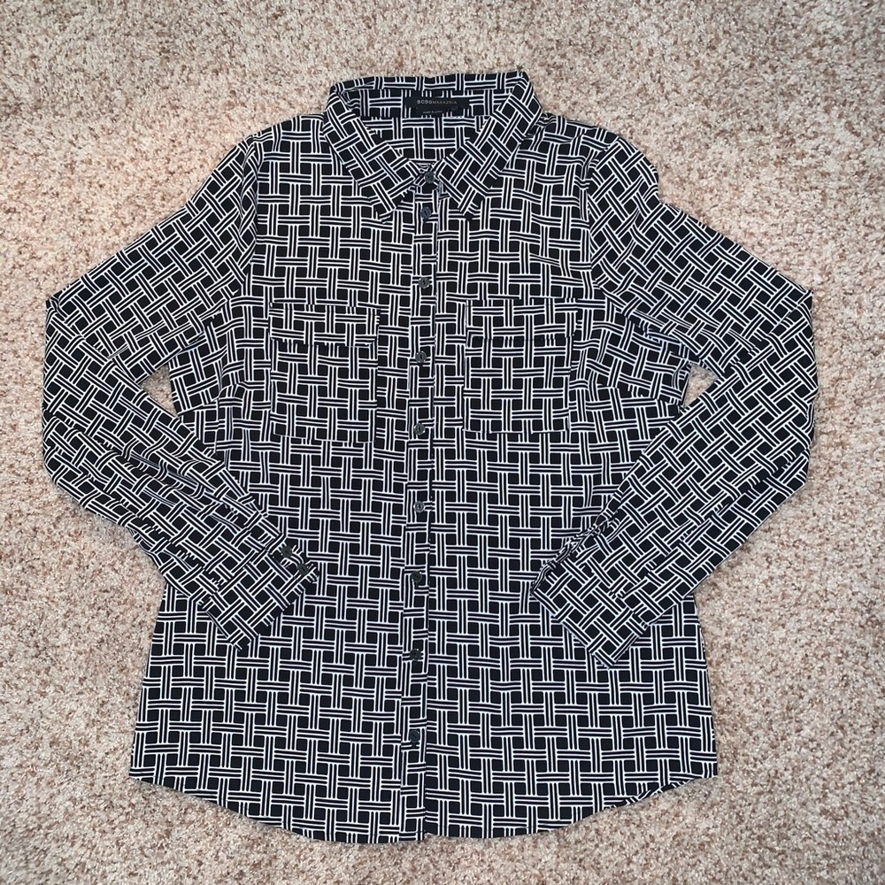 LAST CHANCE BCBGMAXAZRIA black and white button down top